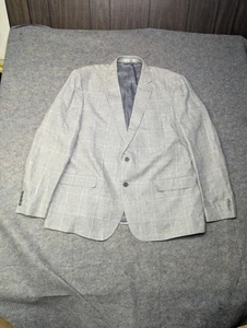 Blazer a Cuadros Gris Lauren Ralph Lauren Hombre Abrigo Deportivo Chaqueta 100% Lino 50R - Imagen 1 de 10
