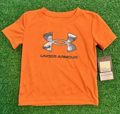 UNDER ARMOUR BOYS ORANGE LOGO ATHLETIC SHIRT Size 18M Shirt Oniy - Image 1 of 4