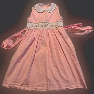 Anavini girls size 6X pink and white gingham smocked with watermelon design VGUC - Picture 1 of 7