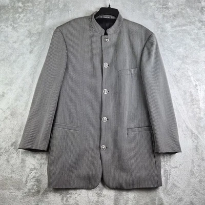 Zanetti Blazer Jacket Vest Grey Black Stripe Moda Biella Extra Fine Merino Italy - Image 1 of 4