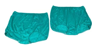 2 Pack Ventura Nylon Brief Panties Decorative Applique Plus Sz 12 / 5X GREEN - Picture 1 of 4