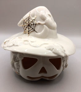 Lenox Ivory Jack 'O Lantern with Witch Hat 24k Gold Gilt Halloween - Picture 1 of 11
