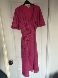 Mock Wrap Pink Maternity Dress Size 12. River Island - Picture 1 of 3