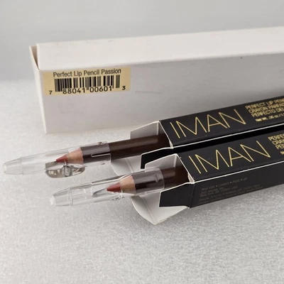 IMAN Perfect Lip Pencil PASSION .05 oz w/ Sharpener Cap Pack Of 2 New In Box  - Image 1 of 4