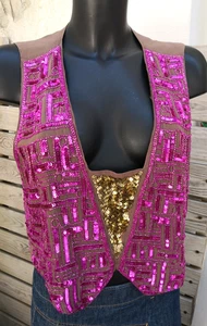 Top ONE SEASON Seide bestickt Perlen und Pailletten ärmellos Einheitsgröße - Bild 1 von 5