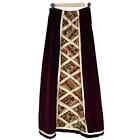 Vintage 70s burgundy velvet floral patterned high rise maxi skirt renaissance