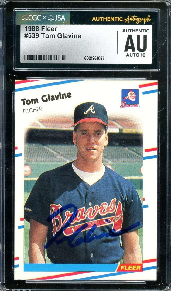 Tom Glavine Gem Mint 10 JSA CGC Coa Signed 1988 Fleer Rookie Autograph - Image 1 of 1