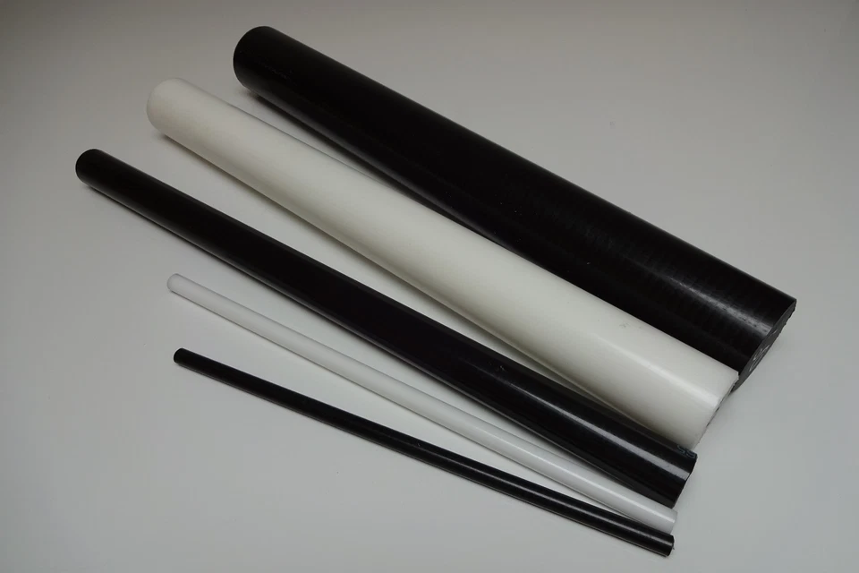 POM Rundstab Rundstange Rundmaterial 10-300€/m D= 6-100mm L=5cm-1m weiss/schwarz - Bild 1 von 1