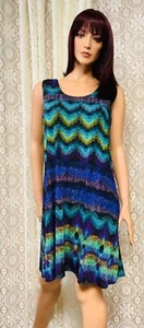 JOSTAR  poly spandex. SHORT TANK DRESS Stretch SLINKY Knit TRAVEL Purple S XL 2X - Picture 1 of 12