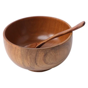 2 Pcs Sour Jujube Wooden Bowl Spoon Set for Eating Small Rice Bowls - Picture 1 of 12