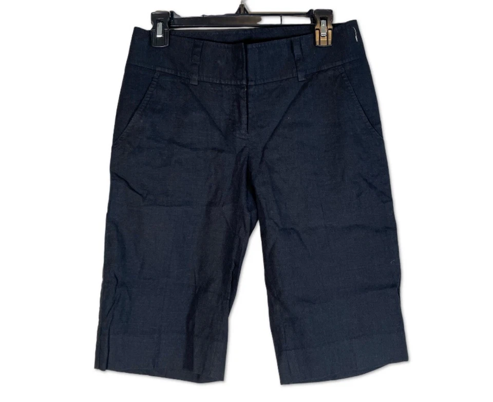 Bermudas largas capri Robert Rodriguez para mujer talla 4 mezcla de lino a medida negras Foto 1 de 4