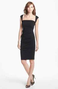 Nicole Miller Ruched Jersey Pencil Dress Black L35650 Womens Size S - Picture 1 of 2