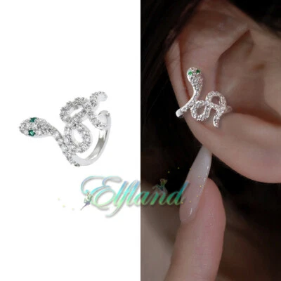 Ohrschmuck Ohrklemme Ohrclip Ear Cuff * Schlange Strass * Punk Bling Party - Bild 1 von 2