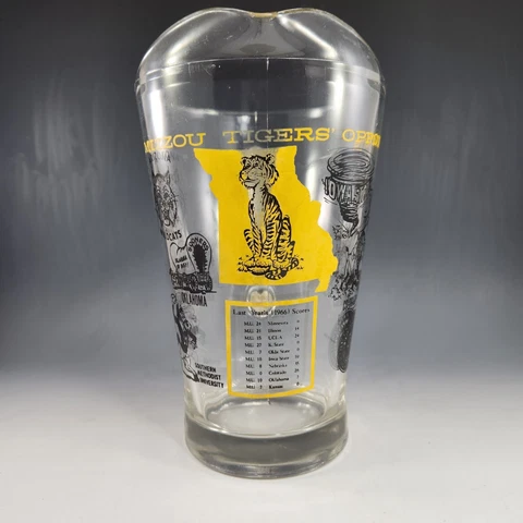 Vintage 1967 Mizzou Tigers Missouri Glass Beer Beverage Pitcher Football Big 8 Cover