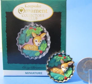 Hallmark 1994 COZY CHRISTMAS bottlecap fawn deer - Picture 1 of 11