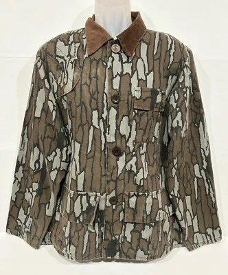 Vintage Blue Bill RedHead Trebark Camo Hunting Jacket Gamebag Size L USA - READ - Image 1 of 4