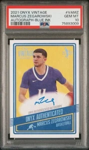2021 Onyx Vintage AUTOGRAPH Blue Ink /50 MARCUS ZEGAROWSKI Creighton PSA 10 GEM - Picture 1 of 2