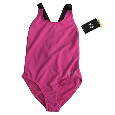 Traje de baño de una pieza Under Armour rosa rebelde talla 10 para niñas Foto 1 de 4