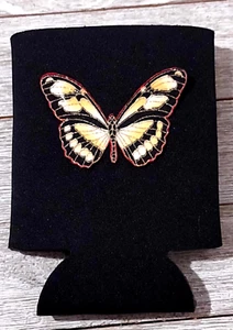 Aplique de tela Koozie lata plegable mariposa espuma negra cerveza refresco - Imagen 1 de 1