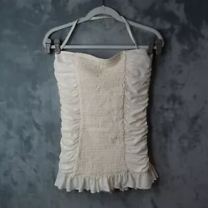 JUICY COUTURE Beach Royalty One Piece Swimsuit Womens Large Ivory Ruched Strap - Picture 1 of 9
