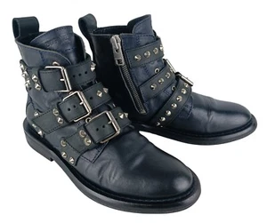 Zadig&Voltaire Damen Stiefeletten schwarz Leder Nieten Riemen Größe EU 39 - Bild 1 von 14
