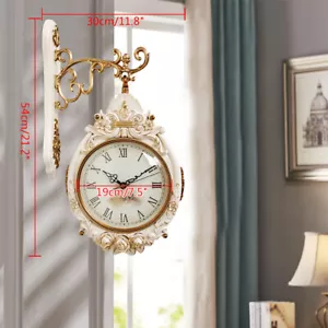 Orologio da parete a doppia faccia puntatore preciso orologio vintage da appendere NUOVO - Foto 1 di 17