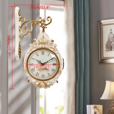 Double-Sided Wall Mounted Clock Accurate Pointer Clock Vintage Hanging Clock NEW - Image 1 of 4