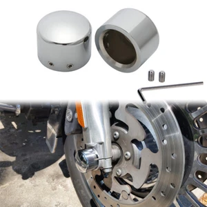 2X Chrome Thick Cut Front Axle Cap Nut Cover For Harley Davidson Sportster FLSTF - Bild 1 von 11