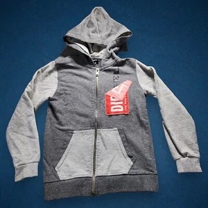 Diesel Hoodie Boys 7 Gray Full Zip-up Print Logo Sweater Front Pockets MSRP $68+ - Picture 1 of 10