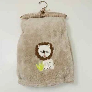 Kuschelige Babydecke creme Löwenblätter Plüsch Fleece, NEU - Bild 1 von 4