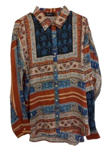 Blusa grande con botones de poliéster multicolor etiqueta cachemira para mujer - Imagen 1 de 11