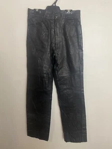 Vintage Jonathan Christopher Canada Genuine Leather Lined Pants Size 28 Black - Picture 1 of 3