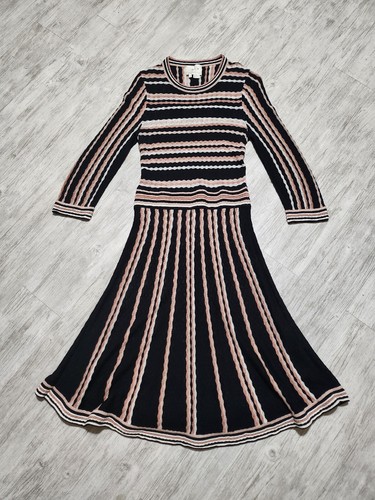 NUOVISSIMO Vestito Maglione Kate Spade Fit Svasato Cotone Cashmere Multi CLR Righe M