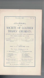 JOURNAL of the SOCIETY of LEATHER TRADES CHEMISTS ,DECEMBER 1918 - Imagen 1 de 1