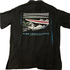 Tori Richard Men's Short Sleeve Embroidered Transpacific Aloha Shirt Black Sz M - Picture 1 of 5