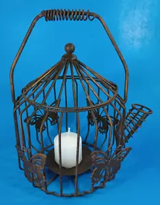Jaula de luz de té mariposa de alambre rústico vintage. - Imagen 1 de 8