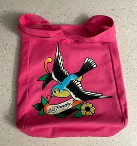 Ed Hardy Bag Pink Travel Canvas Tote Tattoo Grunge Biker Flower Eagle Bag - Picture 1 of 3
