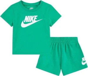 NIKE CLUB TEE AND SHORT - GREEN/WHITE - 66L596-G0Z - Picture 1 of 1