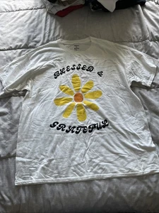 Vintage Y2K Sunflower Graphic T-Shirt Spiritual New Age Logo Tee Weiß Erwachsene XXL - Bild 1 von 3