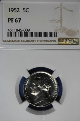 1952 NGC 5C PF67 JEFFERSON NICKEL #B50474 - Image 1 of 2