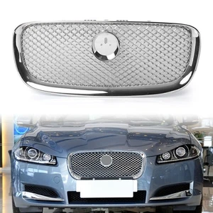 All Chrome Upper Grille Front Center Grill Fit Jaguar XF XFR 2012 2013 2014 2015 - Picture 1 of 9