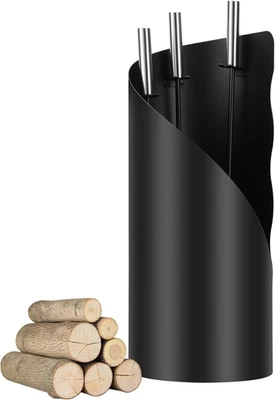 Set Di Posate per Camino, Nero, Moderne, 4 Pezzi, in Acciaio Inox, Con Pala, Sco - Immagine 1 di 4