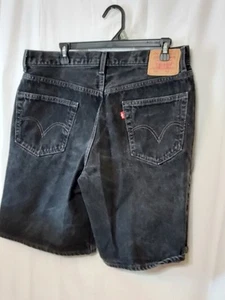 Vintage Levis 550 Shorts Mens 36 Black Relaxed Fit Denim Made USA Red Tab 90s - Picture 1 of 6