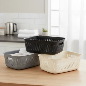 Aufbewahrungskorb aus Kunststoff,Schwarz, Grau oder Beige Boxen zur Aufbewahrung - Bild 1 von 14