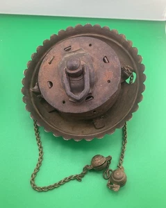 1892 BRASS RETRACTER HANG LIBRARY OIL-LAMP PULL DOWN CEILING HOUSING FIXTURE - Picture 1 of 7