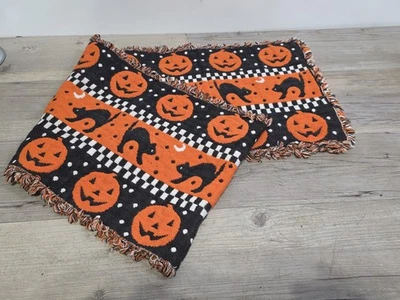 Corredor de mesa vintage de Halloween 67" x 12" gatos y linternas Jack-o  Foto 1 de 4