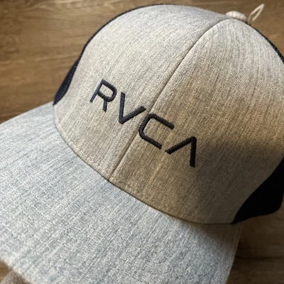 RVCA Curved 110 Flexfit Trucker Hat Blue On Gray Great Condition. Barely Worn - Image 1 of 4