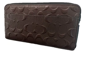 Authentic COACH Men Signature PVC/ Leather Accordion Wallet Mahogany Brown - Picture 1 of 8