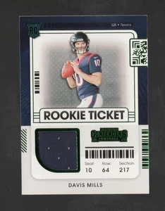 2021 Contenders David Mills RC Rookie Ticket Swatch Green Variation #RTS-DMI - Bild 1 von 3