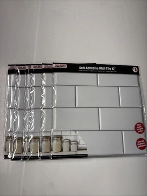 Lot Of 6 White Subway Wall Tile Peel & Stick 3D Lot 12" Kitchen Bathroom Set - Image 1 of 4